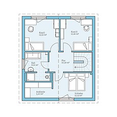 Villa 124 – Basisgrundriss (OG) QNG⁺-Line: Fertighaus Villa 124: Grundriss OG