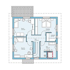Villa 163 – Planungsoption (OG) QNG⁺-Line: Fertighaus Villa 163: Grundrissoption OG