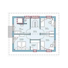 Villa 133 – Planungsoption (OG) QNG⁺-Line: Fertighaus Villa 133: Grundrissoption OG