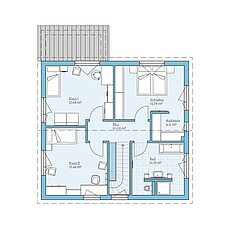 Villa 163 – Basisgrundriss (OG) QNG⁺-Line: Fertighaus Villa 163: Grundriss OG