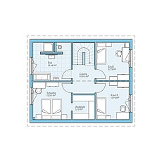 Villa 133 – Basisgrundriss (OG) QNG⁺-Line: Fertighaus Villa 133: Grundriss OG