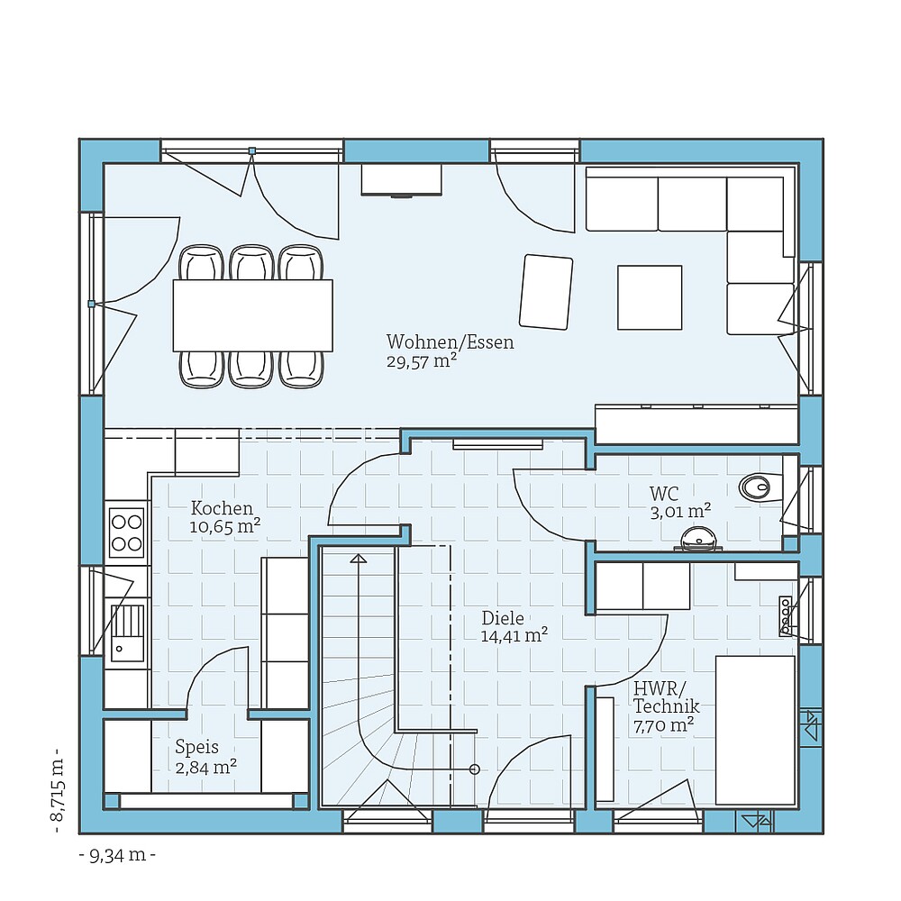 Erdgeschoss Fertighaus Variant 25-135: Grundriss EG